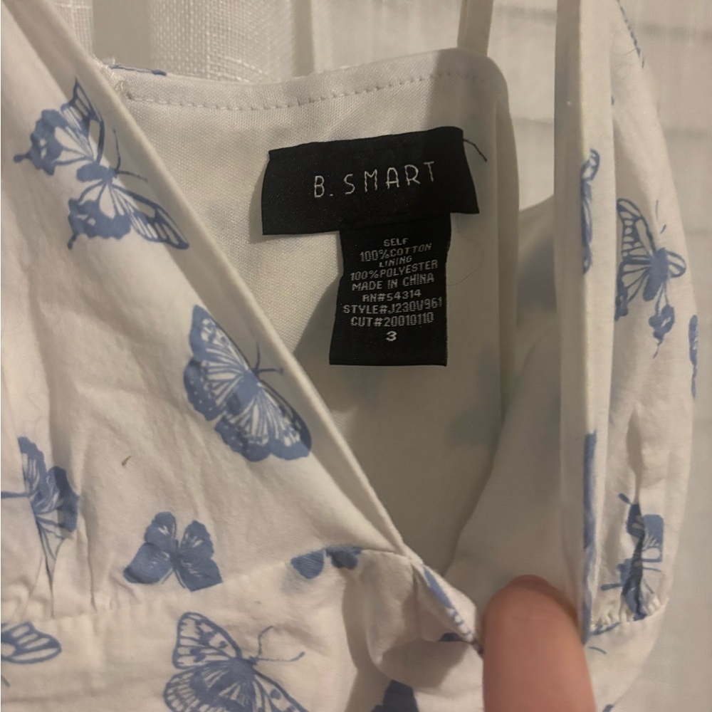 B. Smart Blue Butterfly Print Tiered Mini Dress - Picture 3 of 5